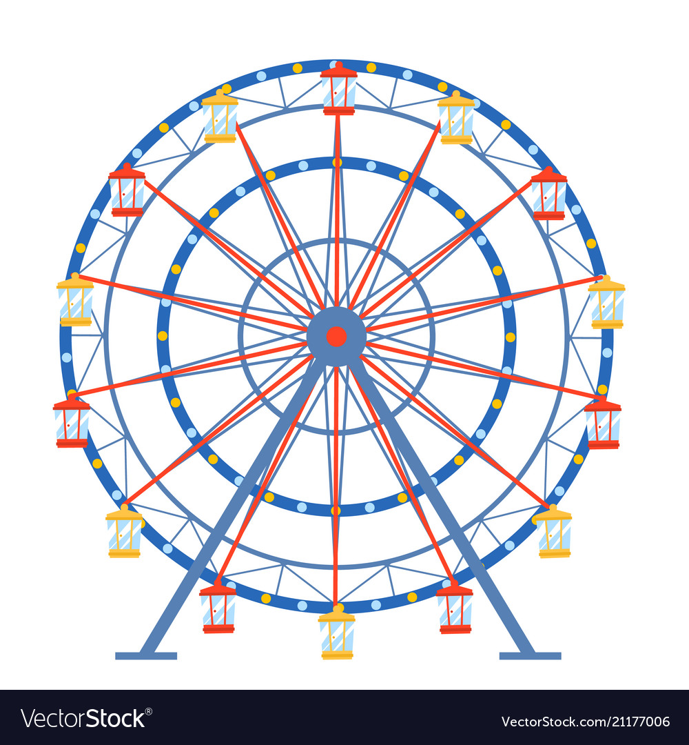 Ferris wheel in a flat style on an isolated Vector Image