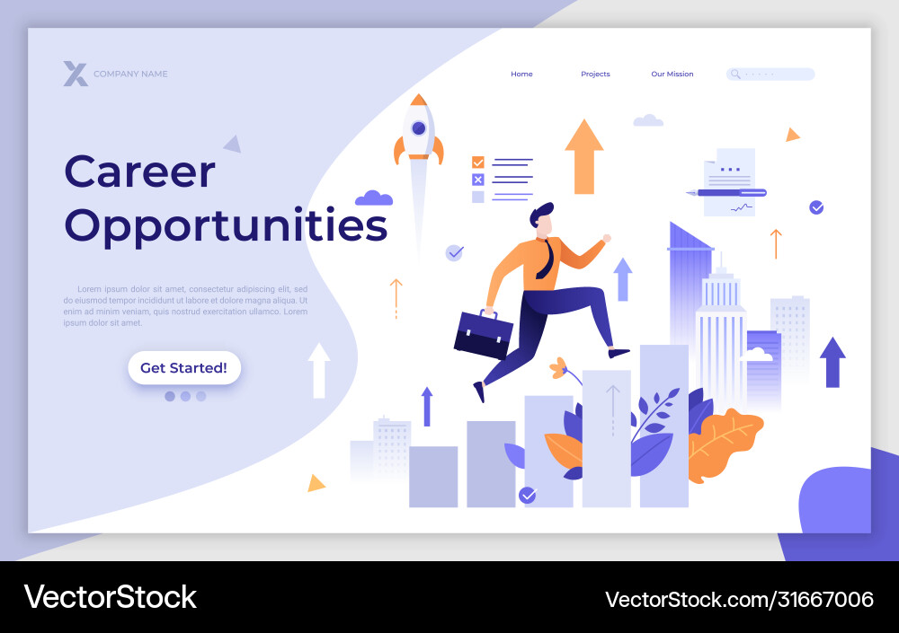 Flat landing page template Royalty Free Vector Image