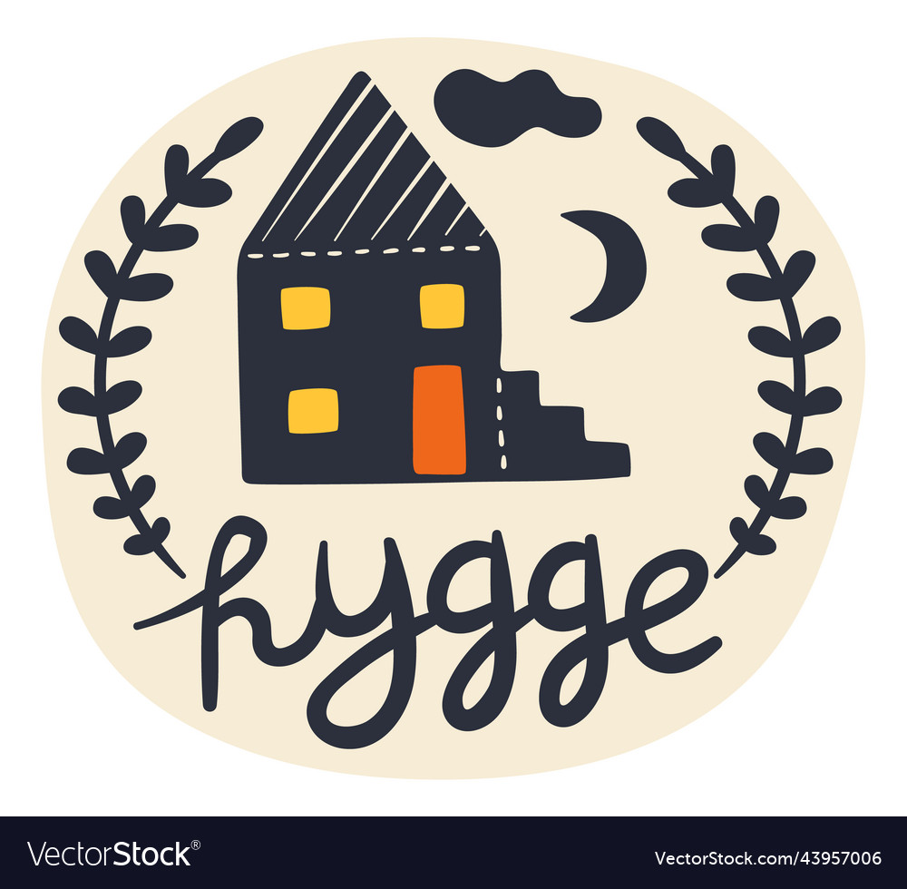 Haus Schrift Aufkleber hygge home gemütlich vector image Haus Schrift Aufkleber hygge home gemütlich