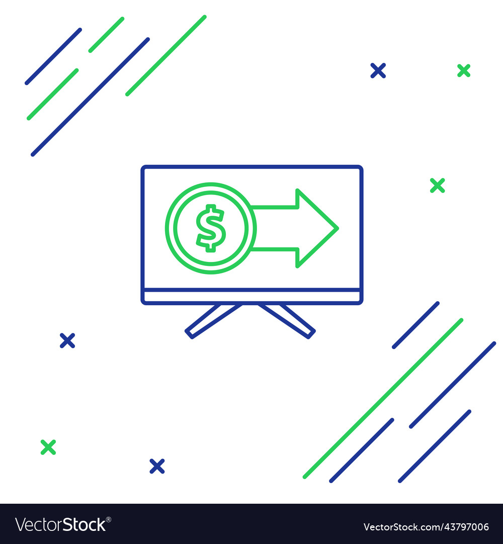 Line monitor with dollar symbol icon isolated