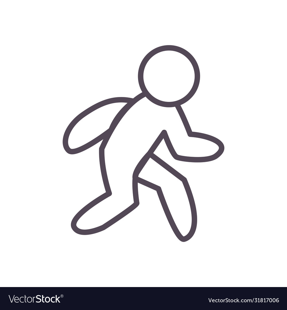 Man avatar running line style icon design