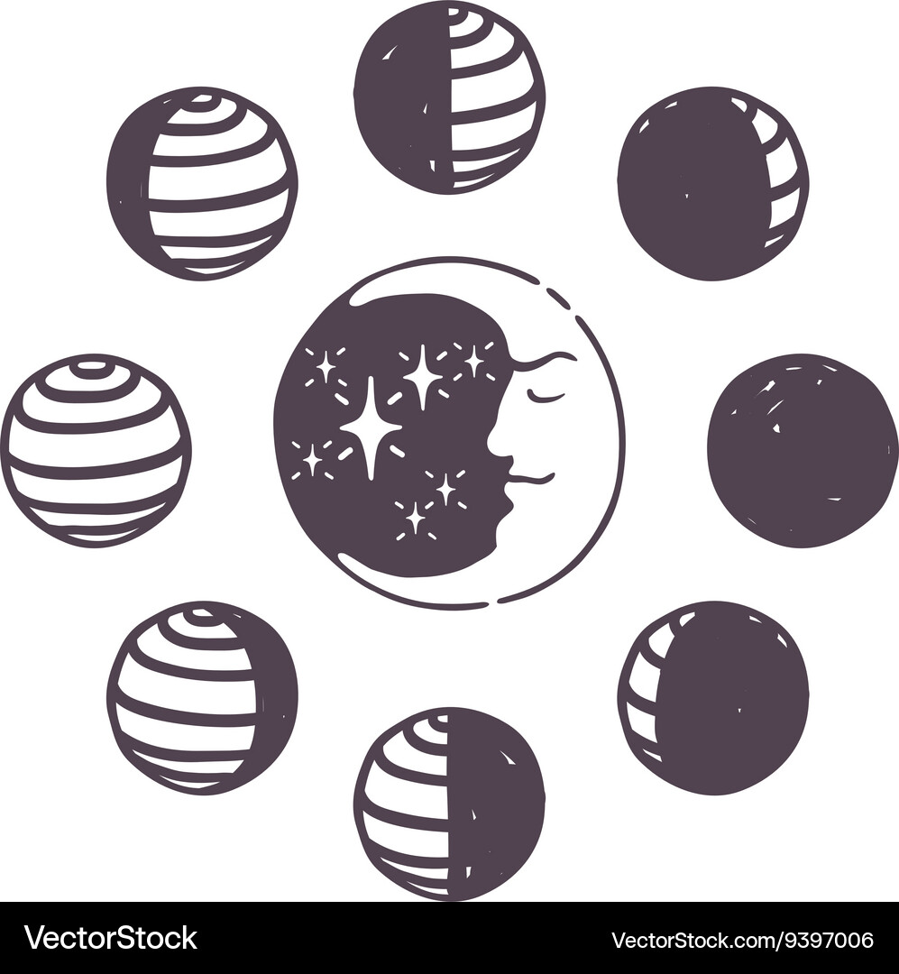 Moon phases set Royalty Free Vector Image - VectorStock