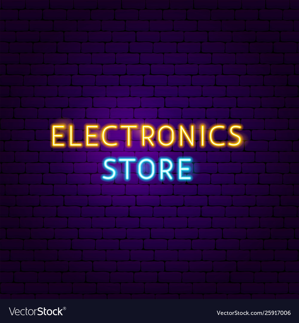 Neon Electronics Store Label