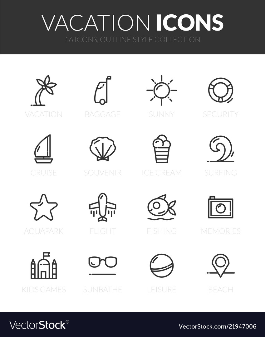 Outline black icons set