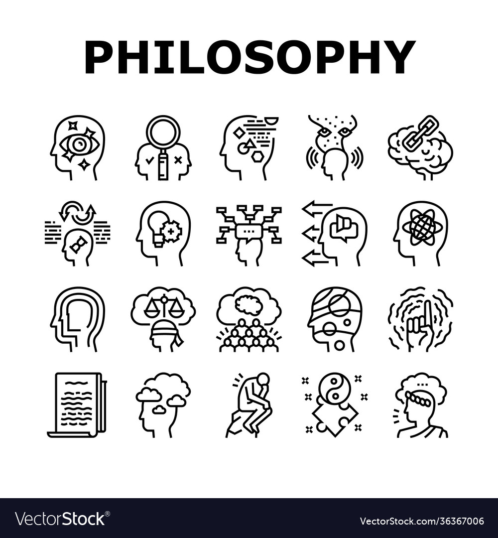 Philosophy science collection icons set vector image Philosophy science collection icons set
