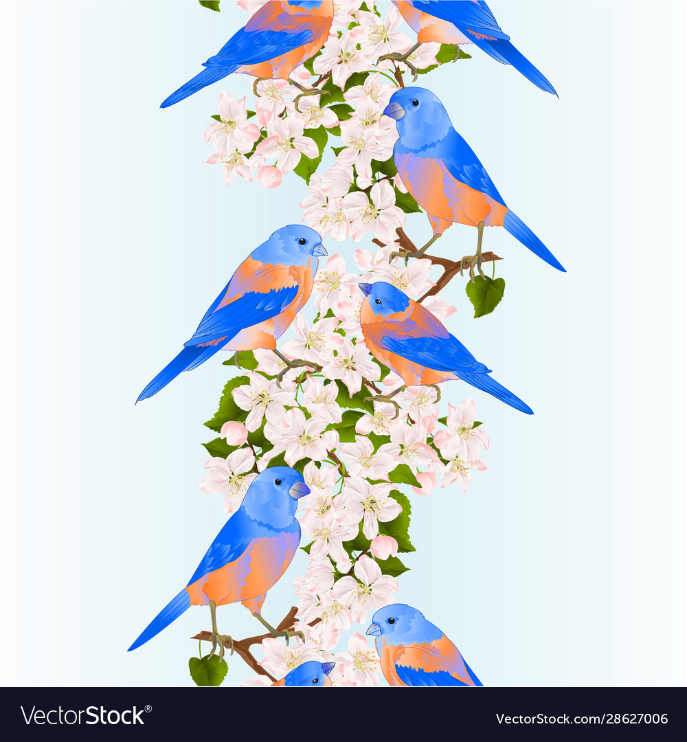 Vertical border seamless background bluebirds