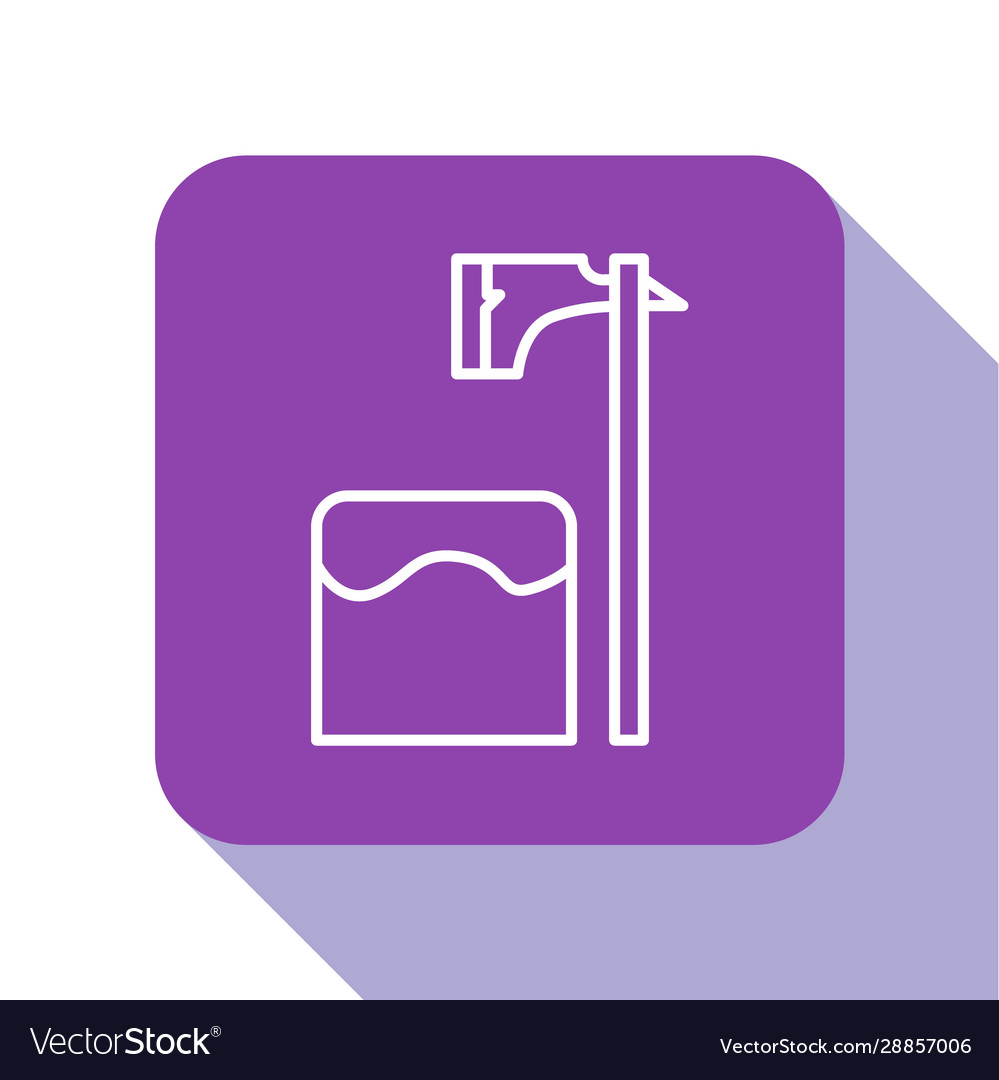 White line executioner axe in tree block icon vector image White line executioner axe in tree block icon