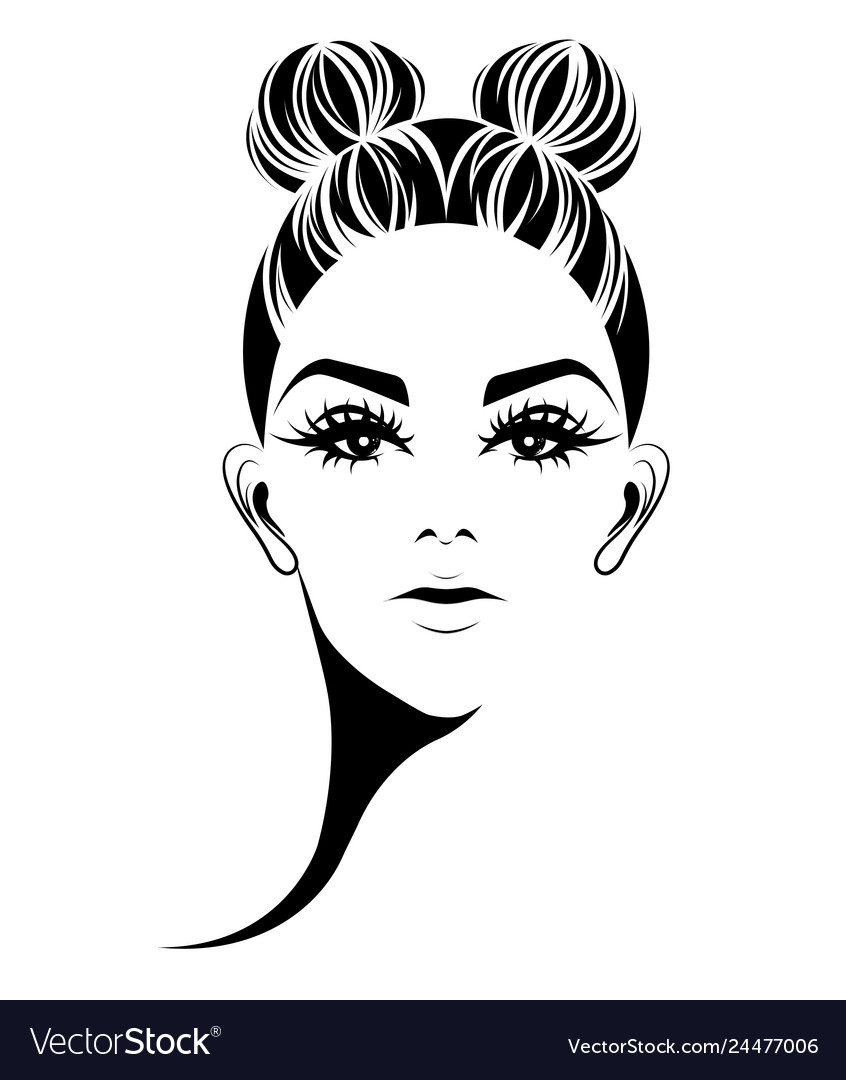 Women Bun Hair Style Icon Logo Women On White Vector Image