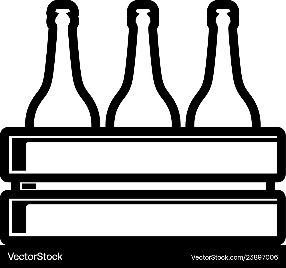 Wooden box with beer bottles Royalty Free Vector Image