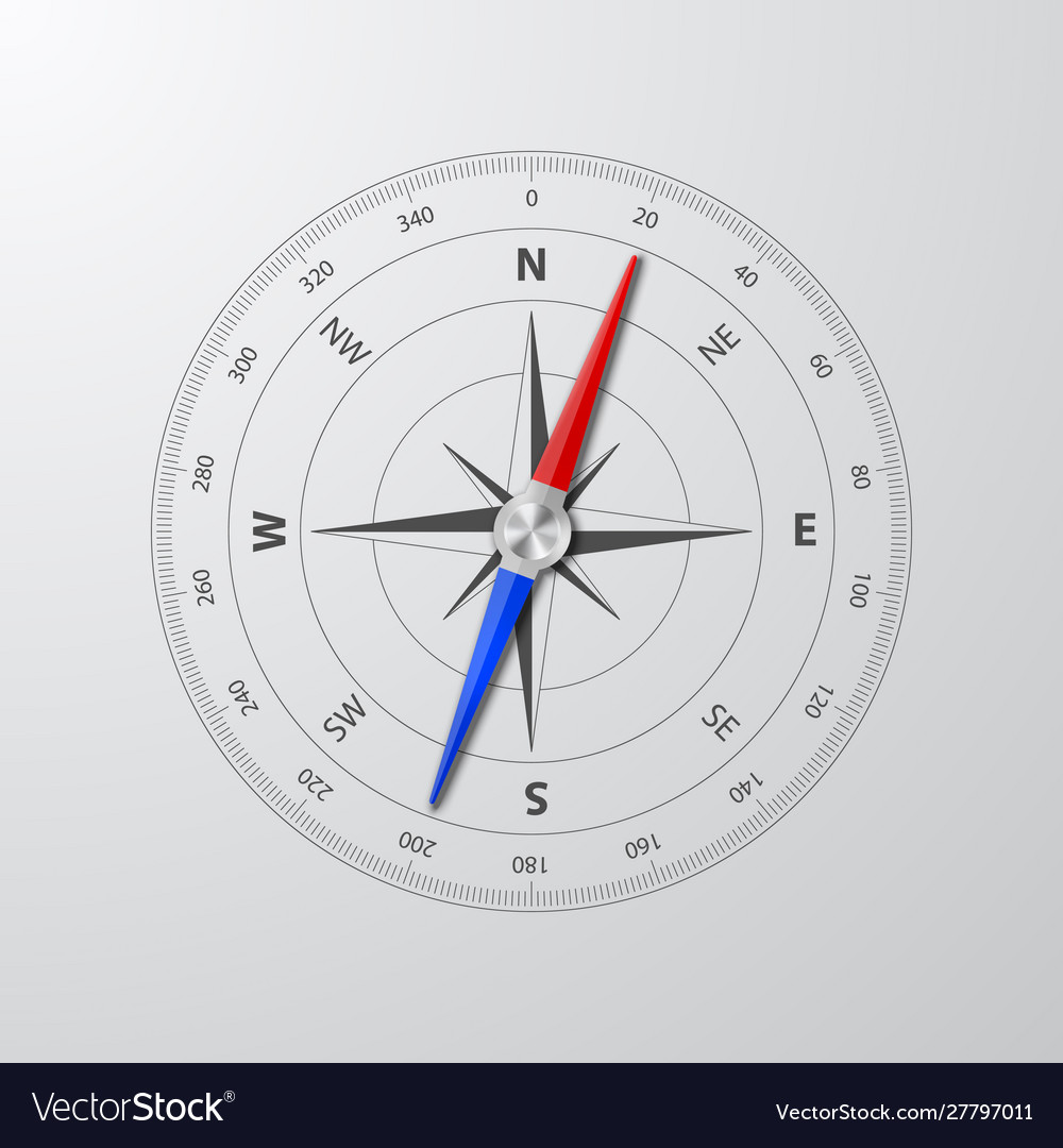3d realistic compass with windrose closeup vector image 3d realistic compass with windrose closeup
