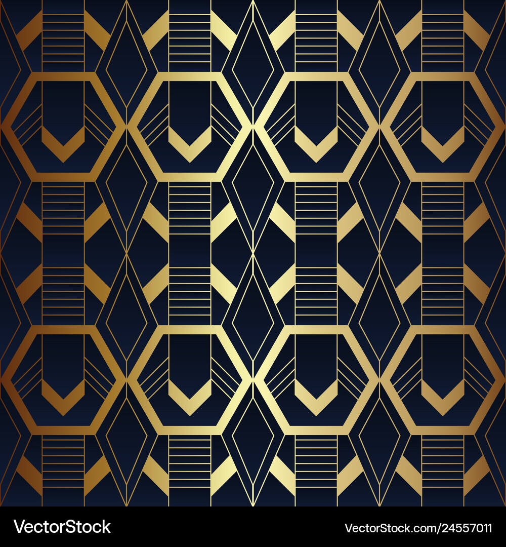 Abstract art seamless blue and golden pattern 11 Vector Image