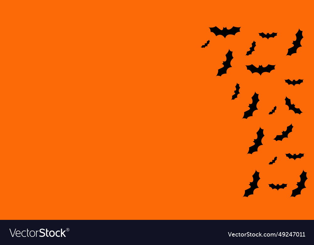 Black bats on a orange background Royalty Free Vector Image