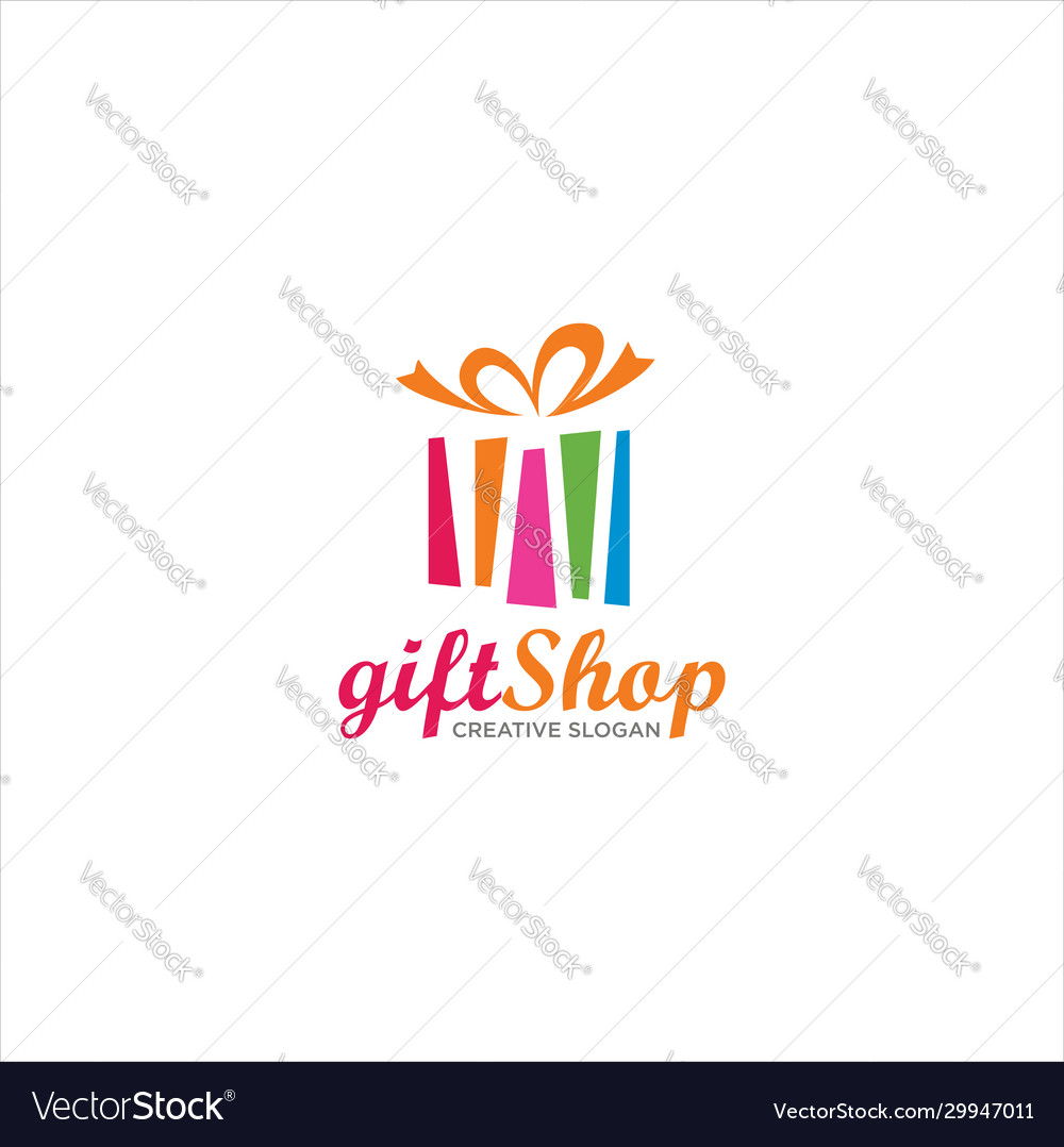 Christmas surprise gift shop logo design Vector Image