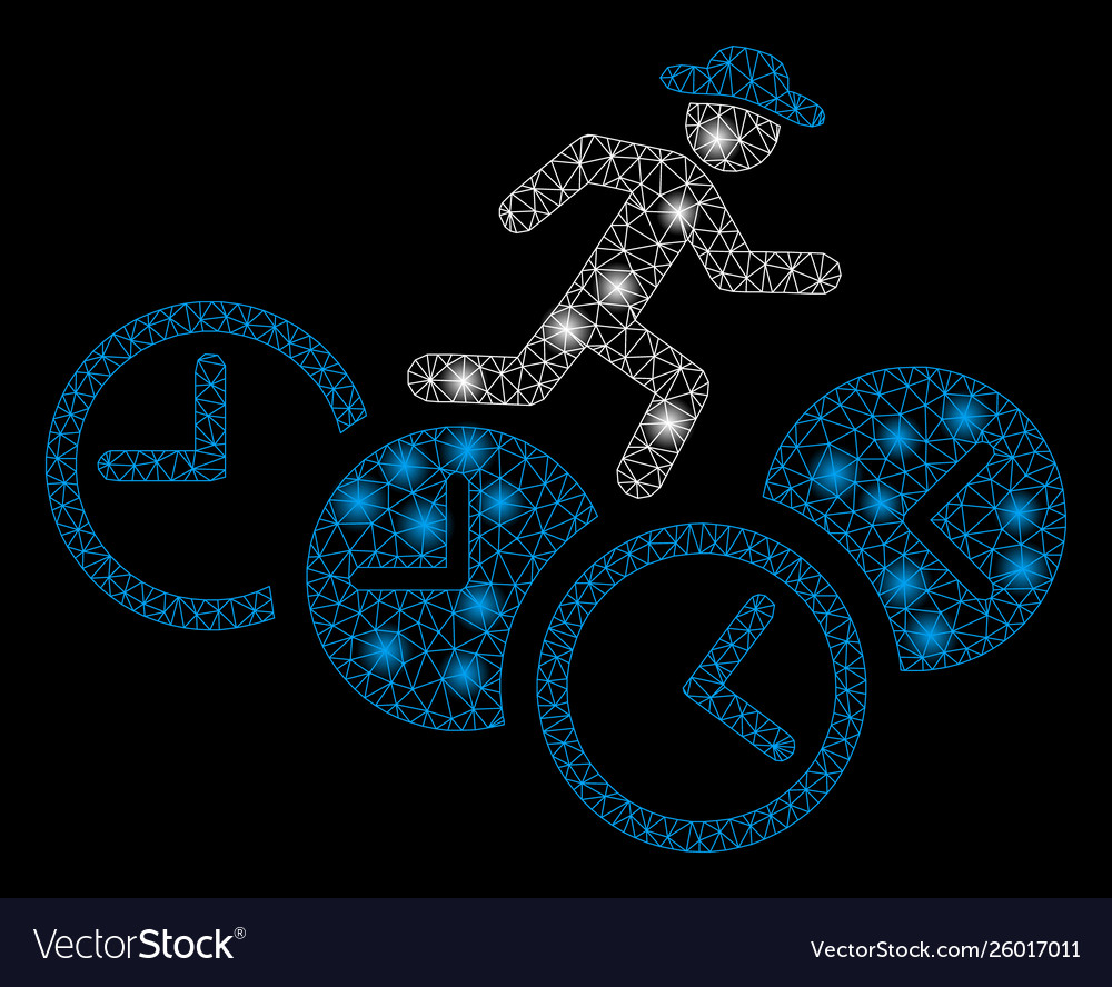 Flare mesh wire frame gentleman running over vector image Flare mesh wire frame gentleman running over