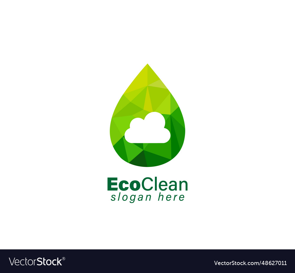 Green polygonal water drop ecology cloud