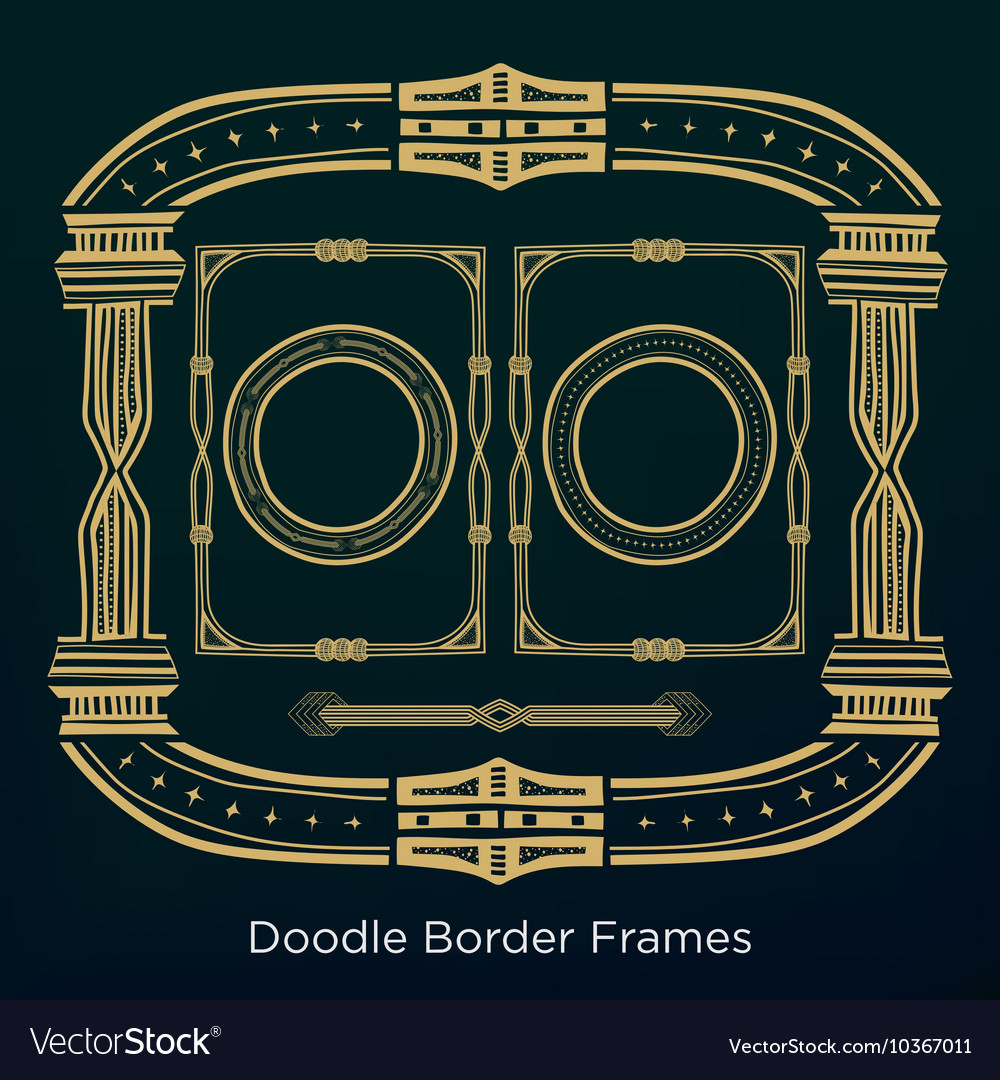 Ornament doodle border frames set in vintage style