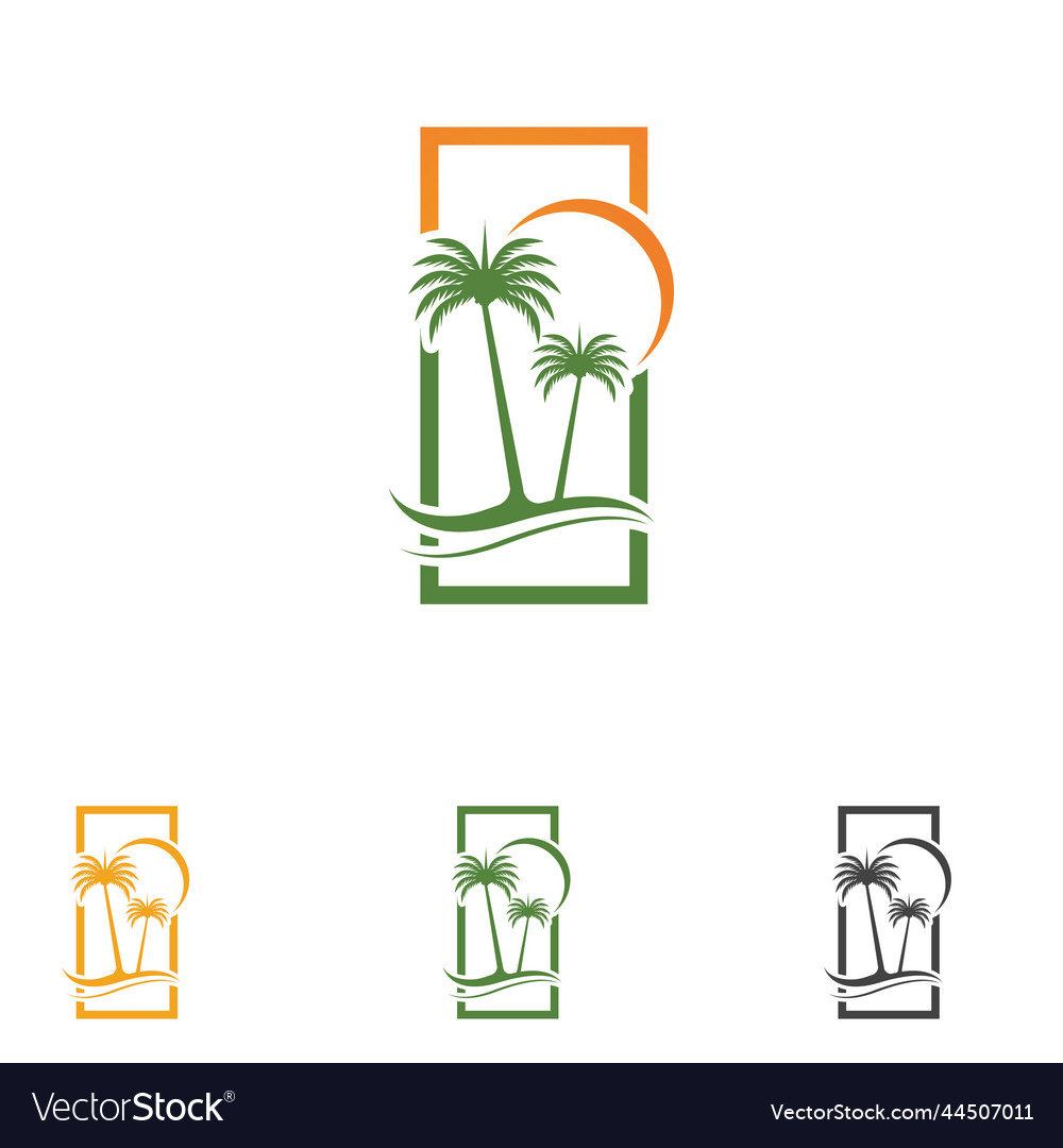 Palm tree summer logo template Royalty Free Vector Image
