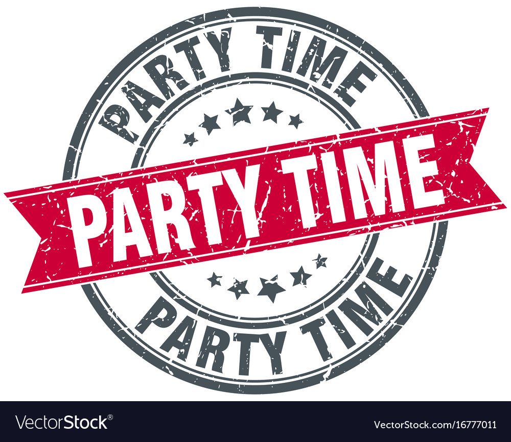 party time round grunge ribbon stamp royalty free vector