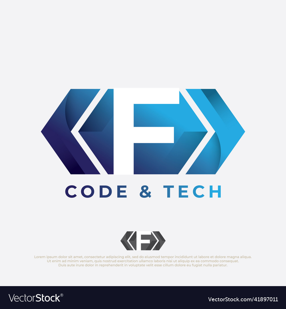 Programmer logo with letter f design code icon