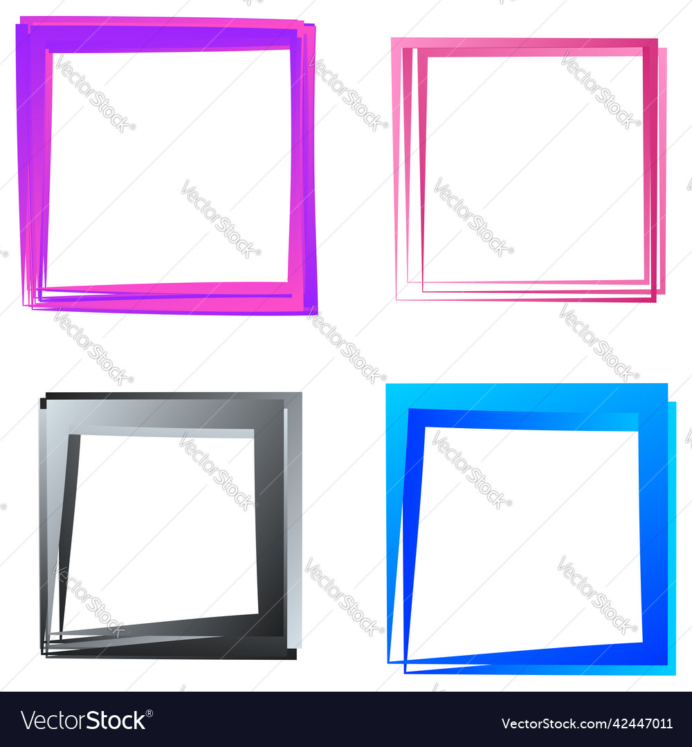 Random square contour frame border element vector image Random square contour frame border element