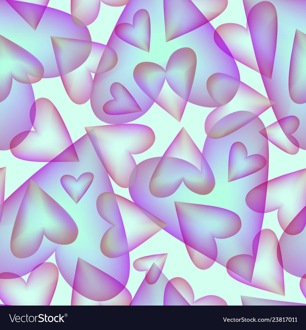 Seamless pattern with color transparent hearts Vector Image Seamless pattern with color transparent hearts