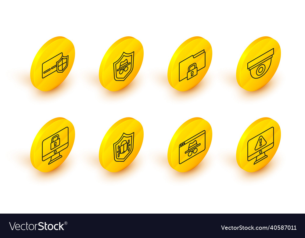 Set line monitor with exclamation mark browser vector image Set line monitor with exclamation mark browser