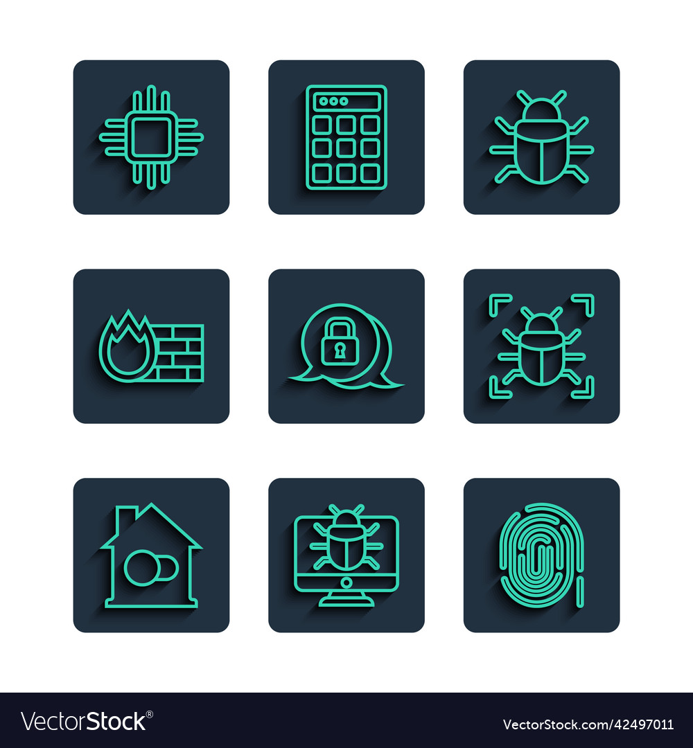 Set line smart home system bug on monitor vector image Set line smart home system bug on monitor