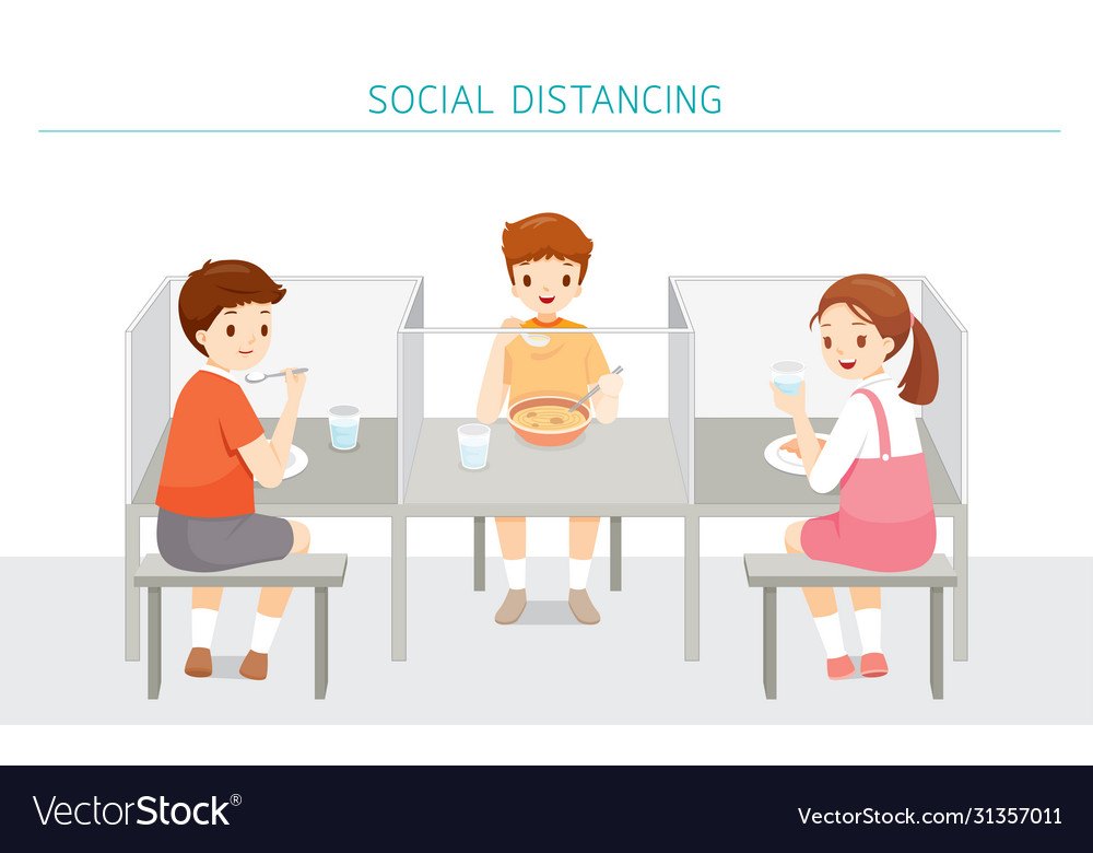 Social distancing school cafeteria new style Vector Image