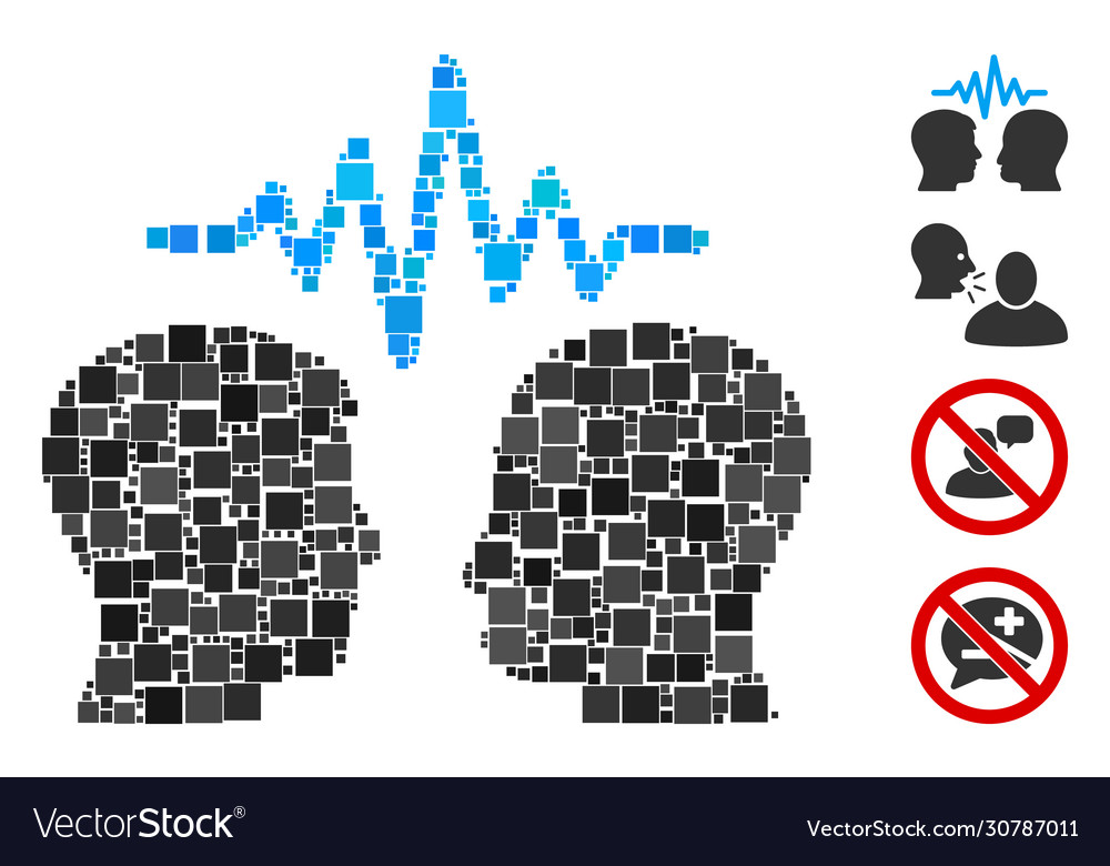 Square user dialog signal icon mosaic vector image Square user dialog signal icon mosaic