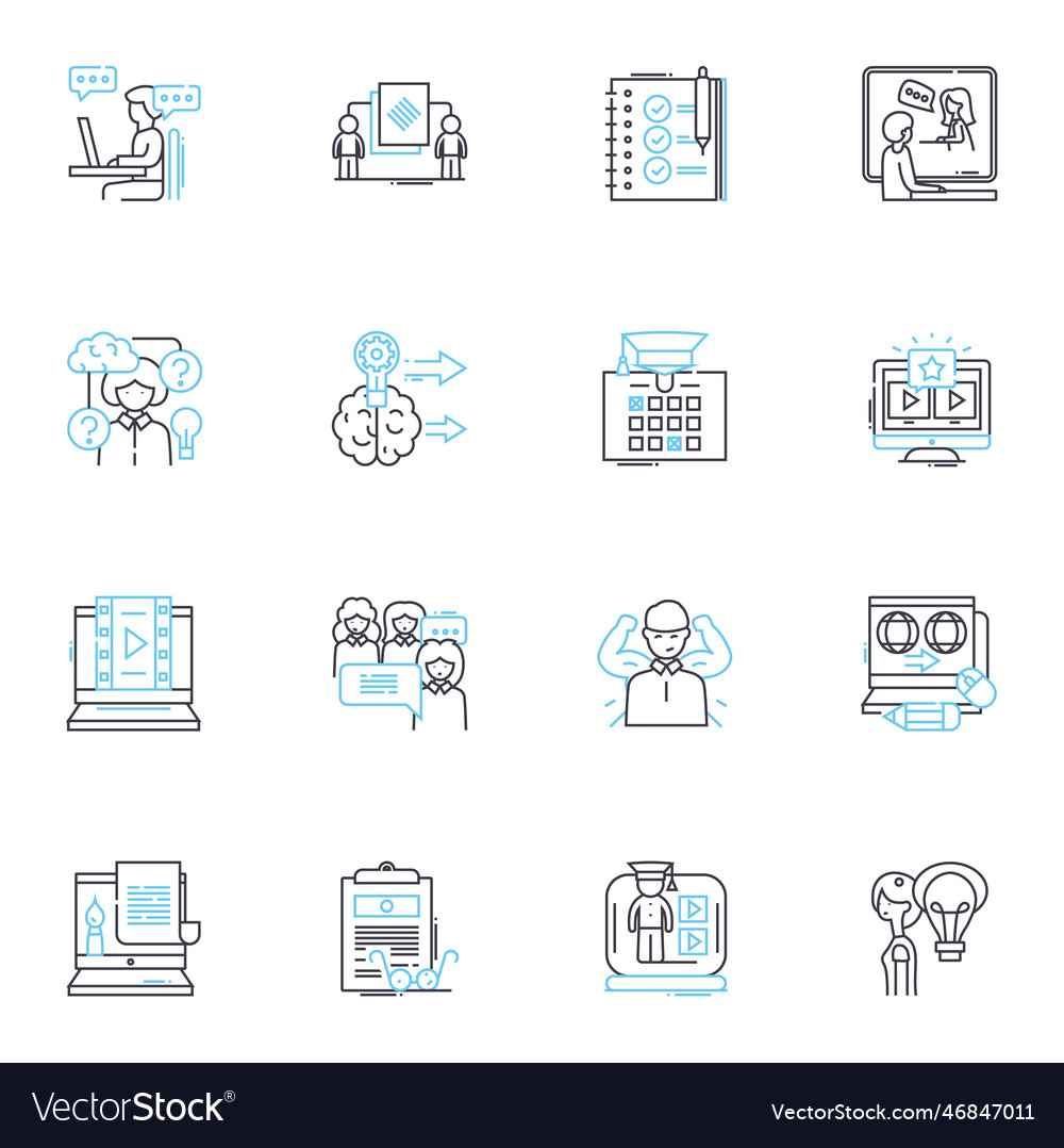 Tutoring linear icons set instruction mentorship Vector Image Tutoring linear icons set instruction mentorship