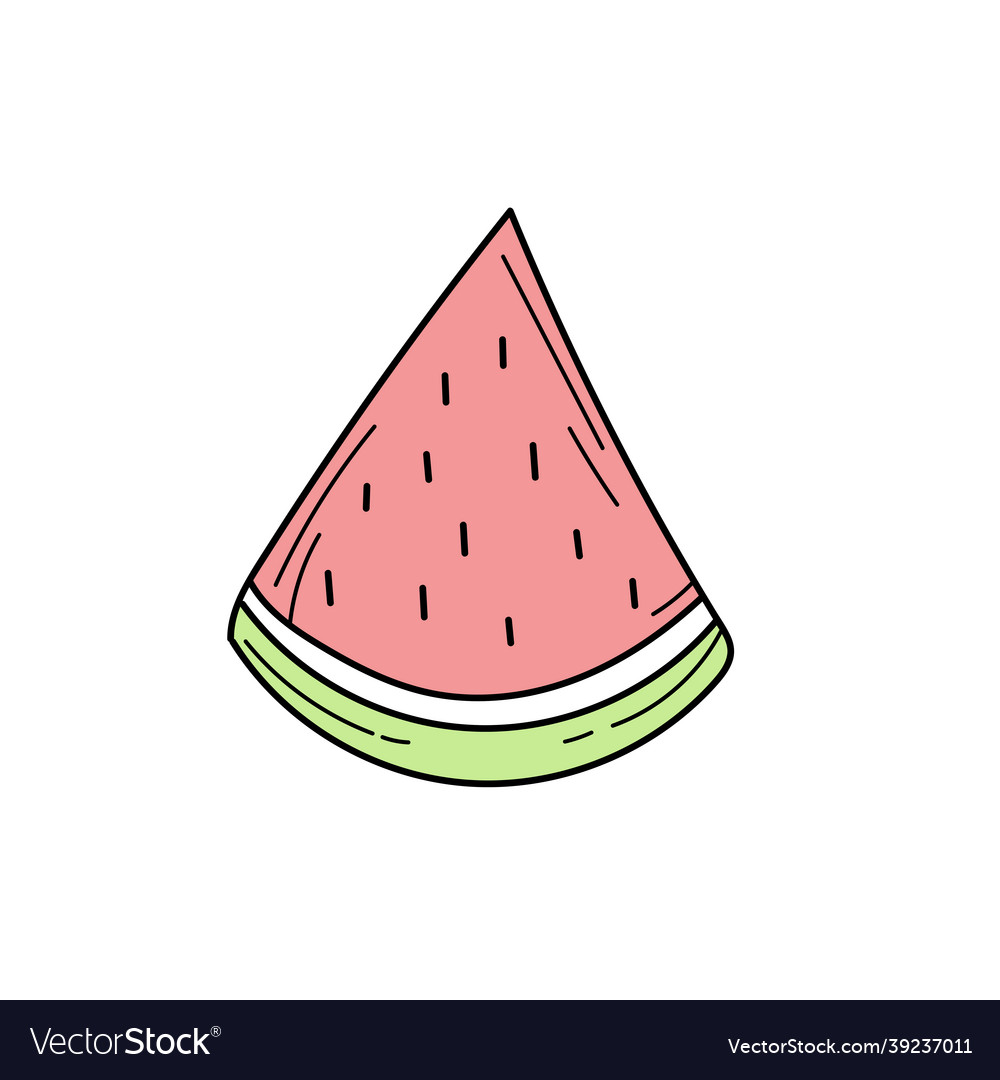 Wassermelone Doodle-Ikone einfach gezeichnet