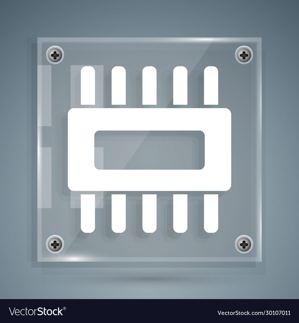 White computer processor with microcircuits cpu vector image White computer processor with microcircuits cpu