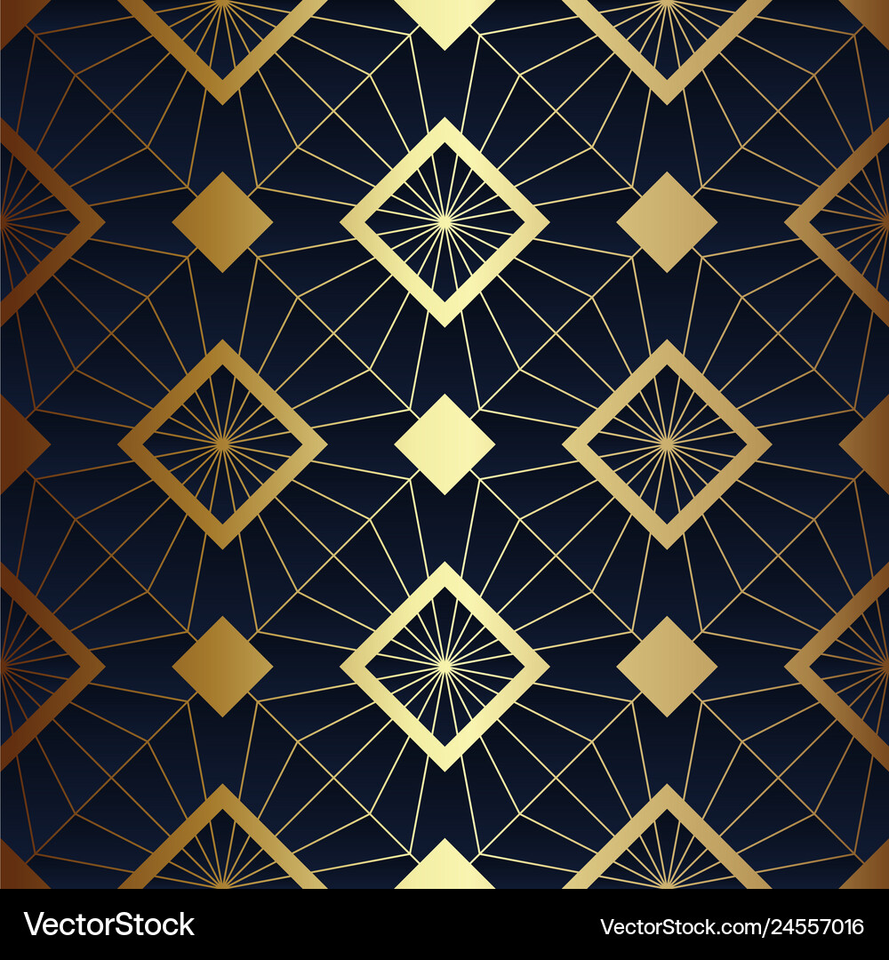 Abstract art seamless blue and golden pattern Vector Image