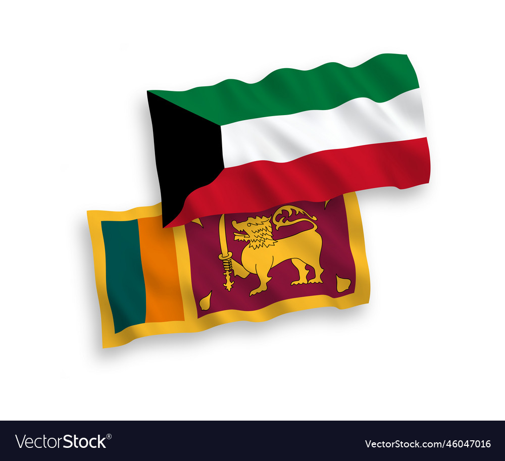 Flags of sri lanka and kuwait on a white Vector Image