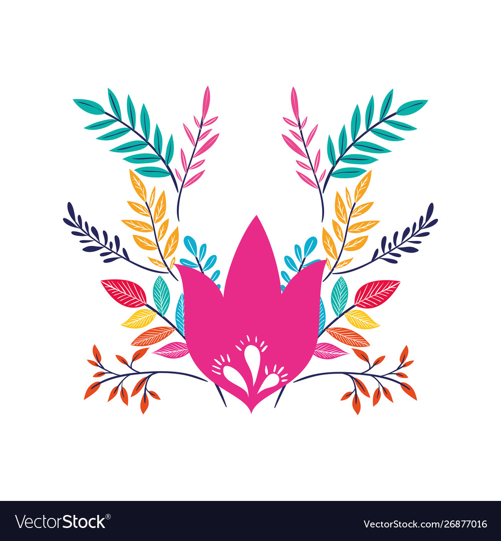 Garland with flowers and leafs isolated icon