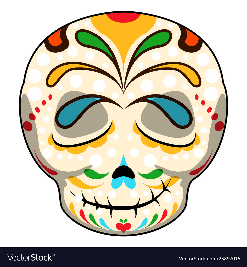 Happy colored mexican skull cartoon vector image Happy colored mexican skull cartoon