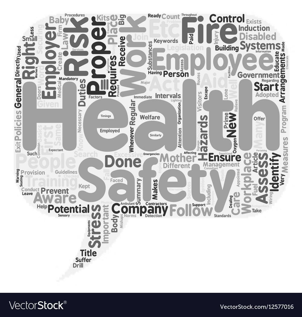 Health and safety at work text background Vector Image