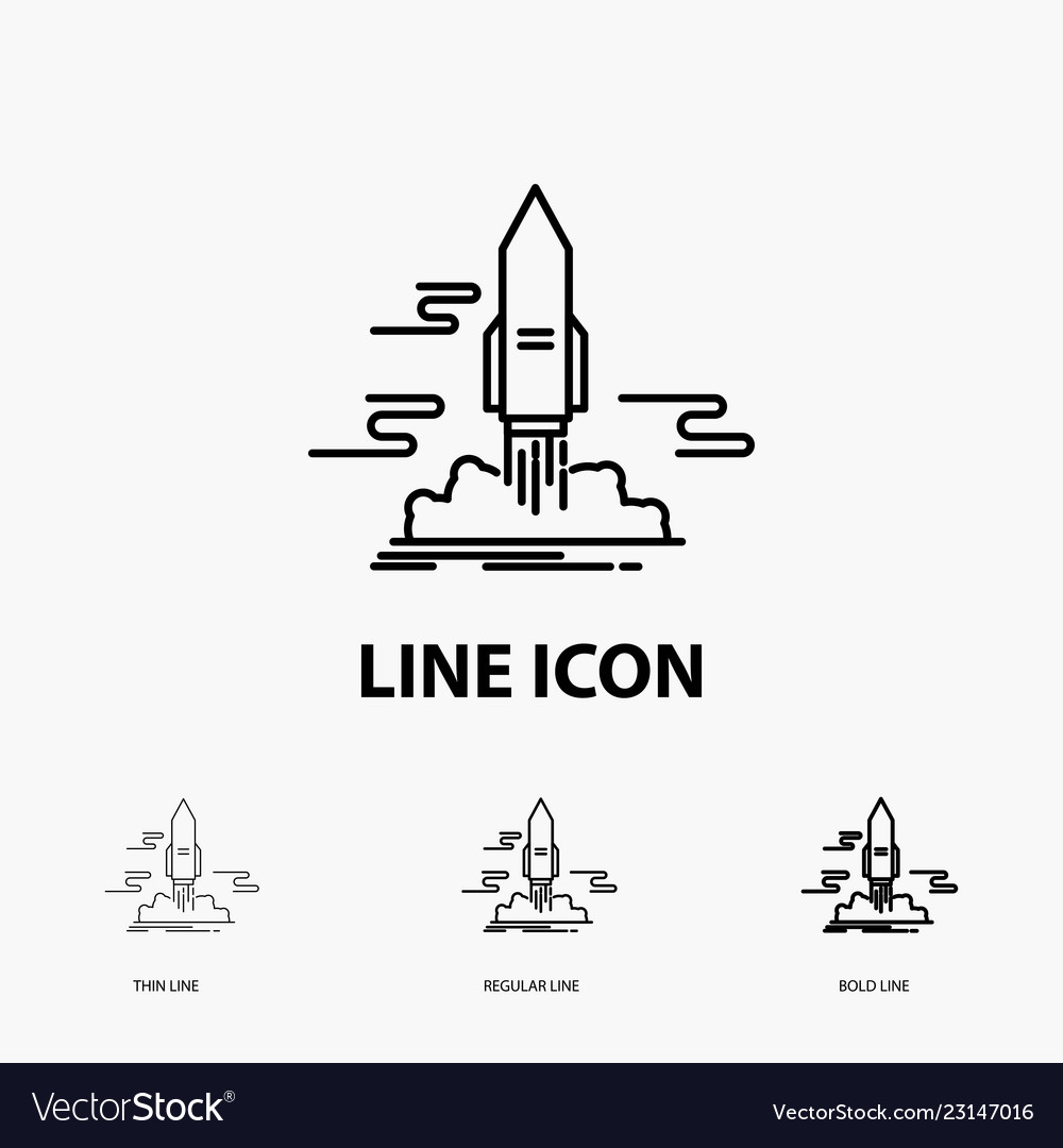 Launch publish app shuttle space icon in thin Vector Image Launch publish app shuttle space icon in thin