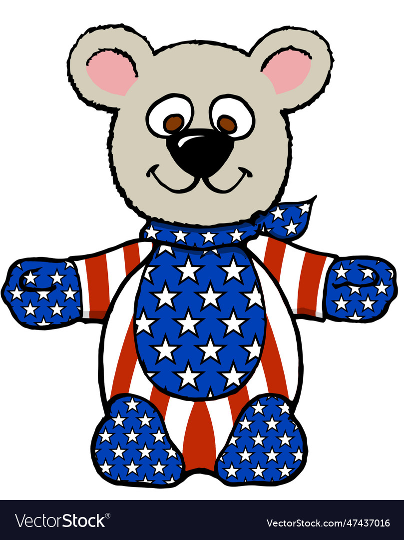 Patriotic teddy bear 4th of july Royalty Free Vector Image