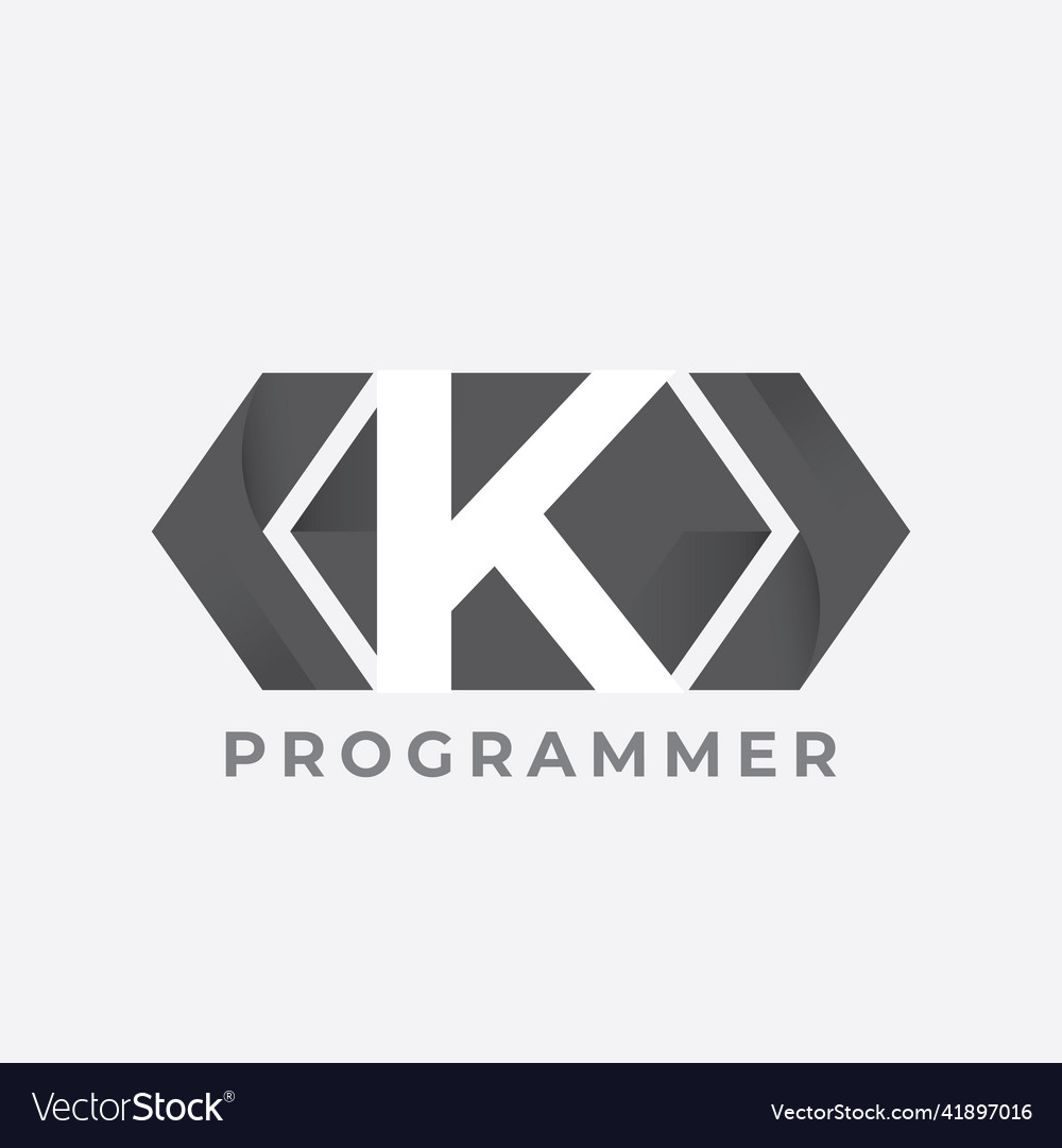 Programmer logo with letter k design code icon