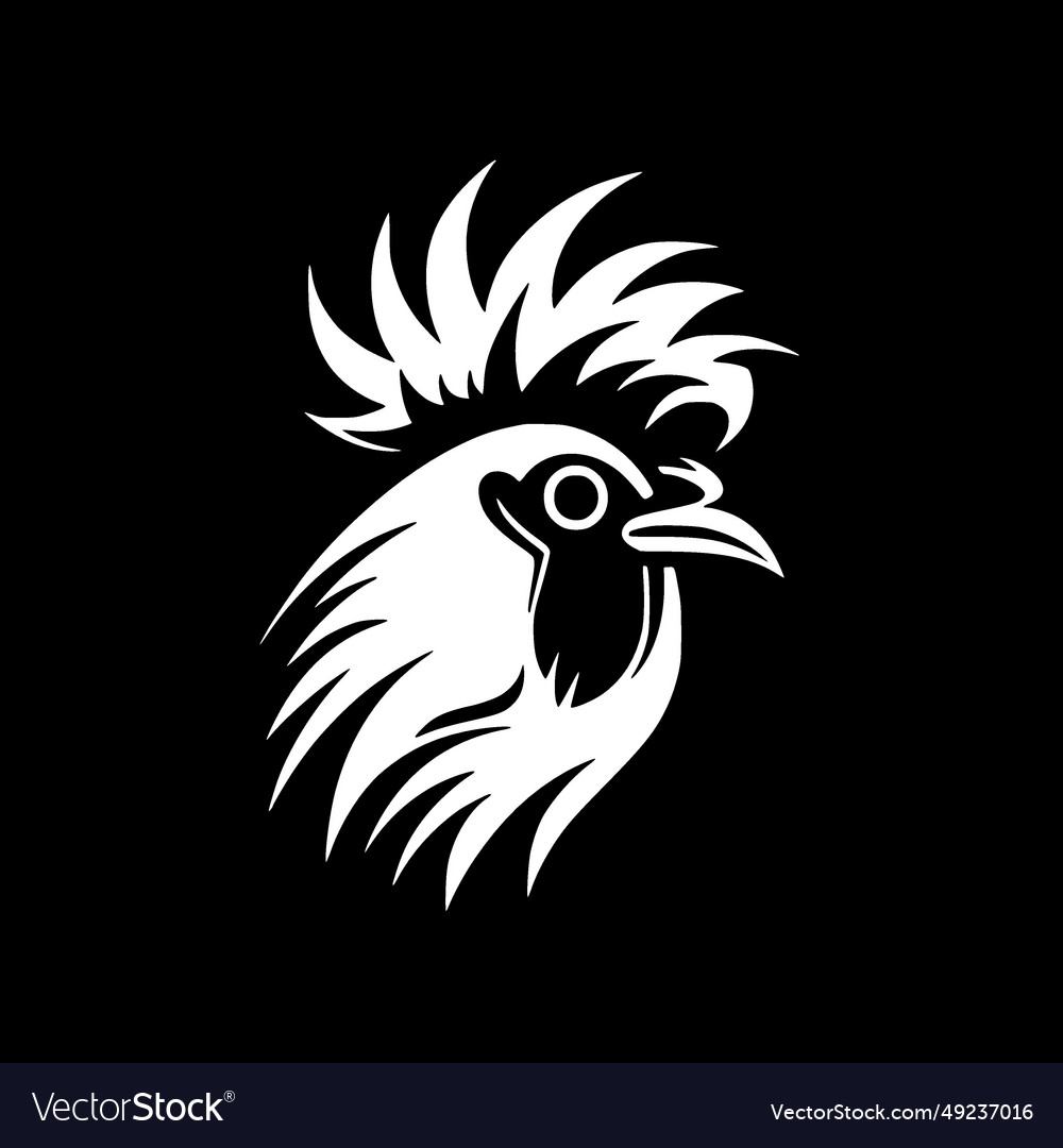 Rooster - black and white isolated icon