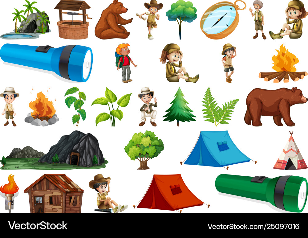 Set camping element Royalty Free Vector Image - VectorStock