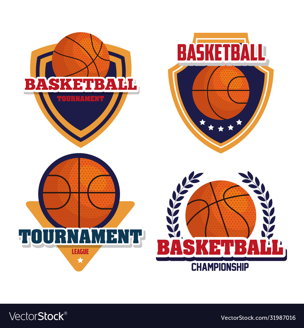 Set emblems league basketball championship Vector Image