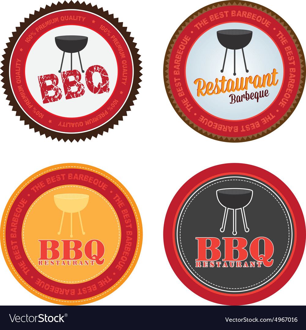 Set labels with text and barbecue elements