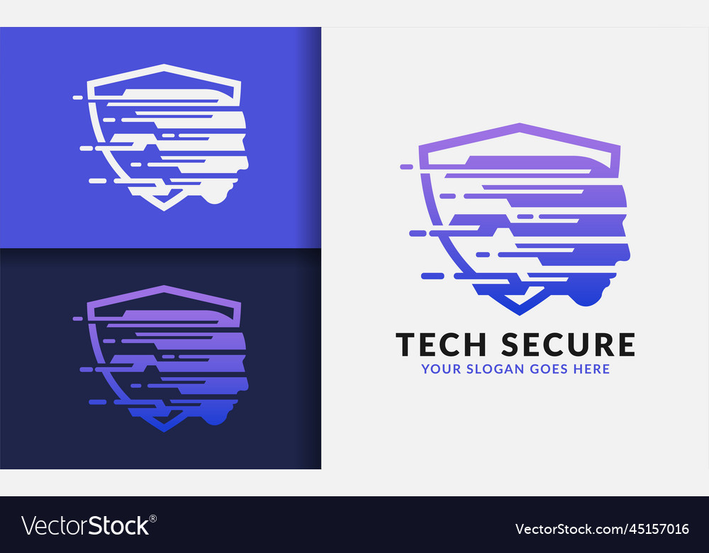 Tech secure logo design abstract shield combined