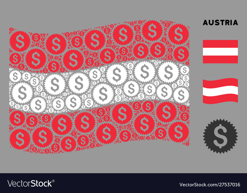 Waving austria flag composition financial seal