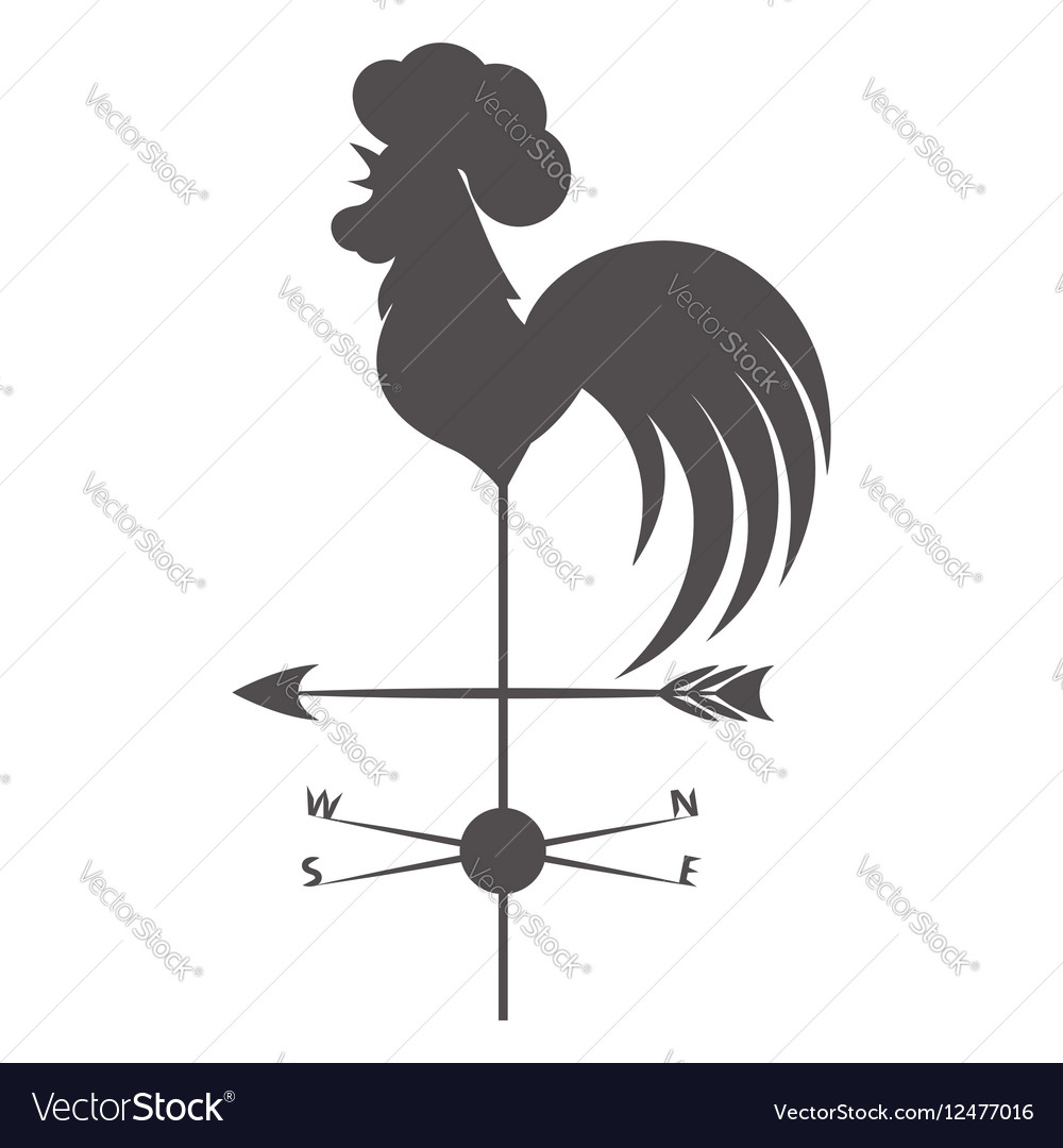 Weather vane gray rooster on a white background