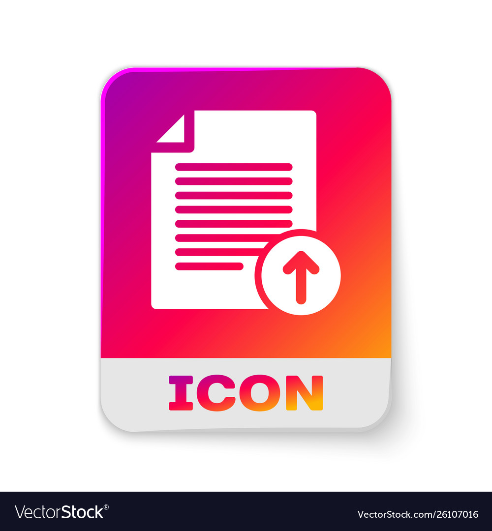 White upload file icon isolated on vector image White upload file icon isolated on