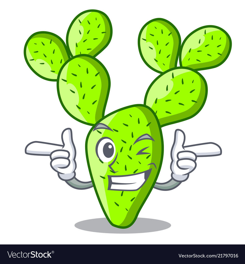 Wink cartoon opuntia cactus in the desert Vector Image