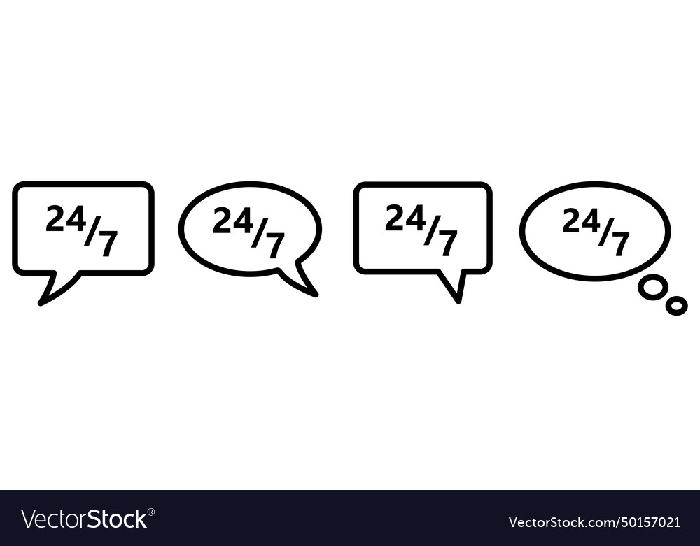 24 7 icon in speech bubble different version vector image 24 7 icon in speech bubble different version